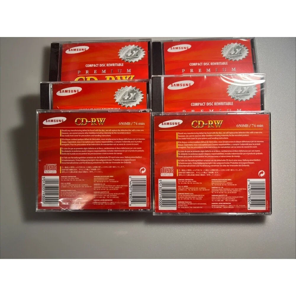 NEW - Lot of 6 SAMSUNG Compact Disc Rewritable CD-RW 650MB/74Min